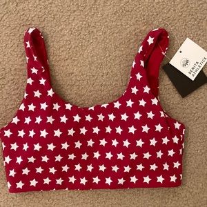 Senita red white star swim top